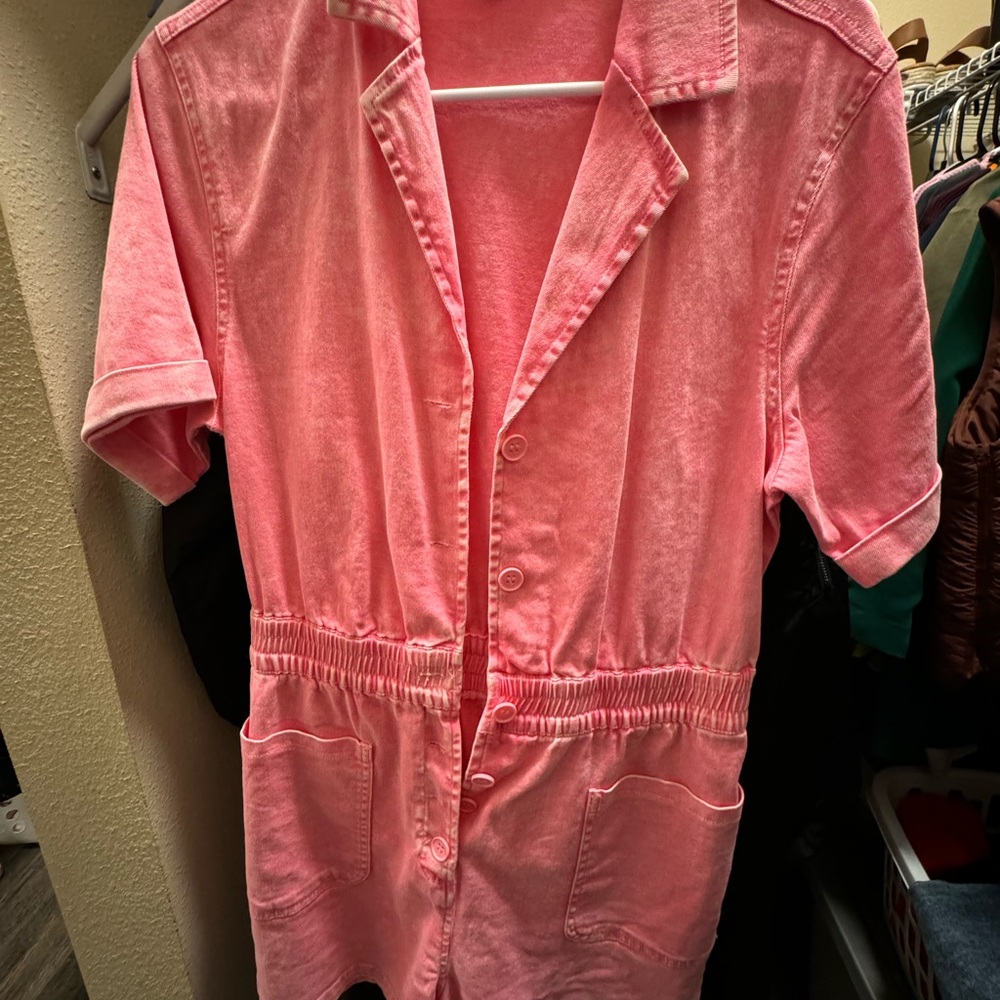 Pink Button-Up Romper